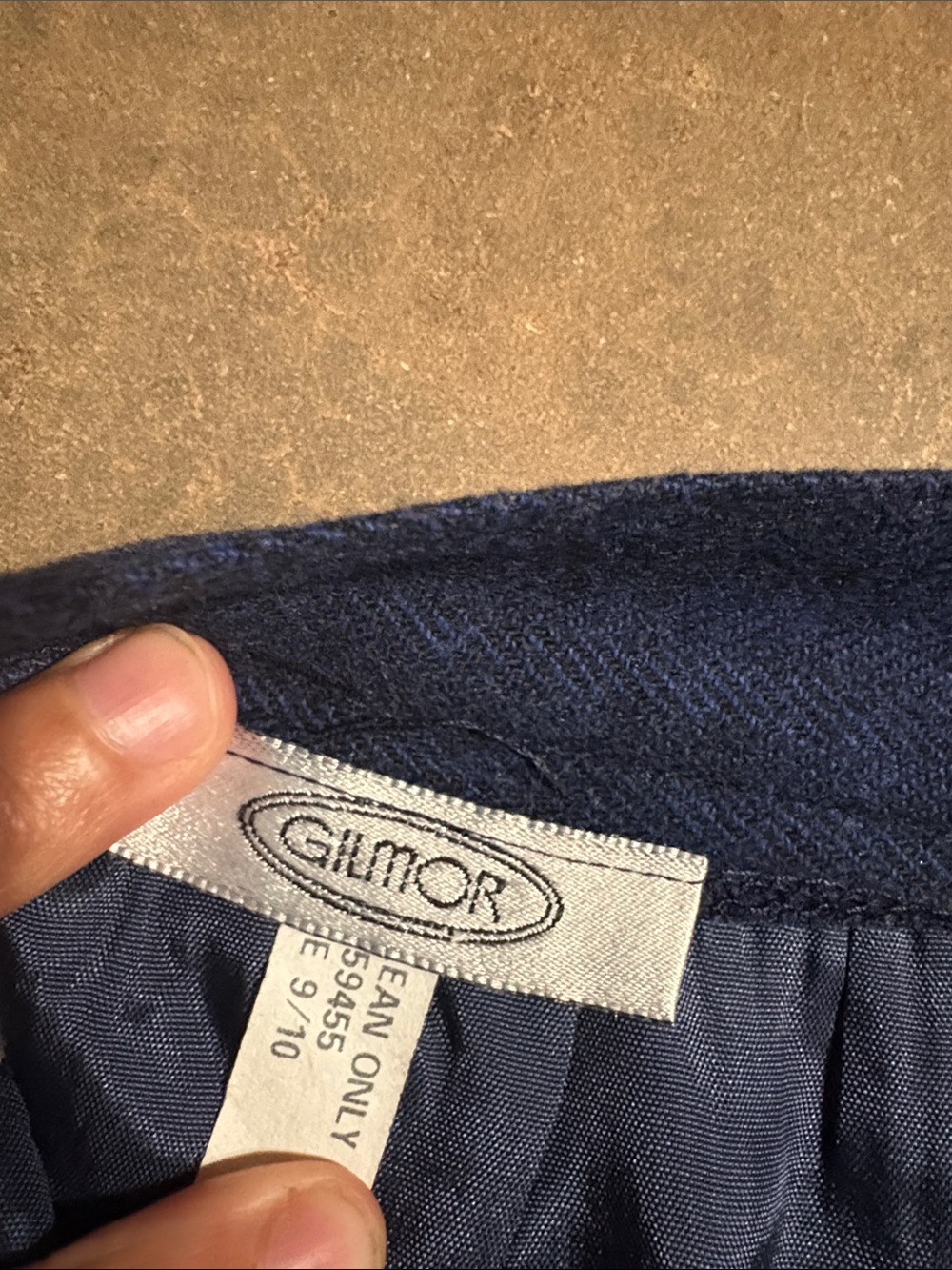 Gilmor Vintage Navy Blue Herringbone A-Line Skirt Womens Size 9/10 Preppy Office - Picture 5 of 6